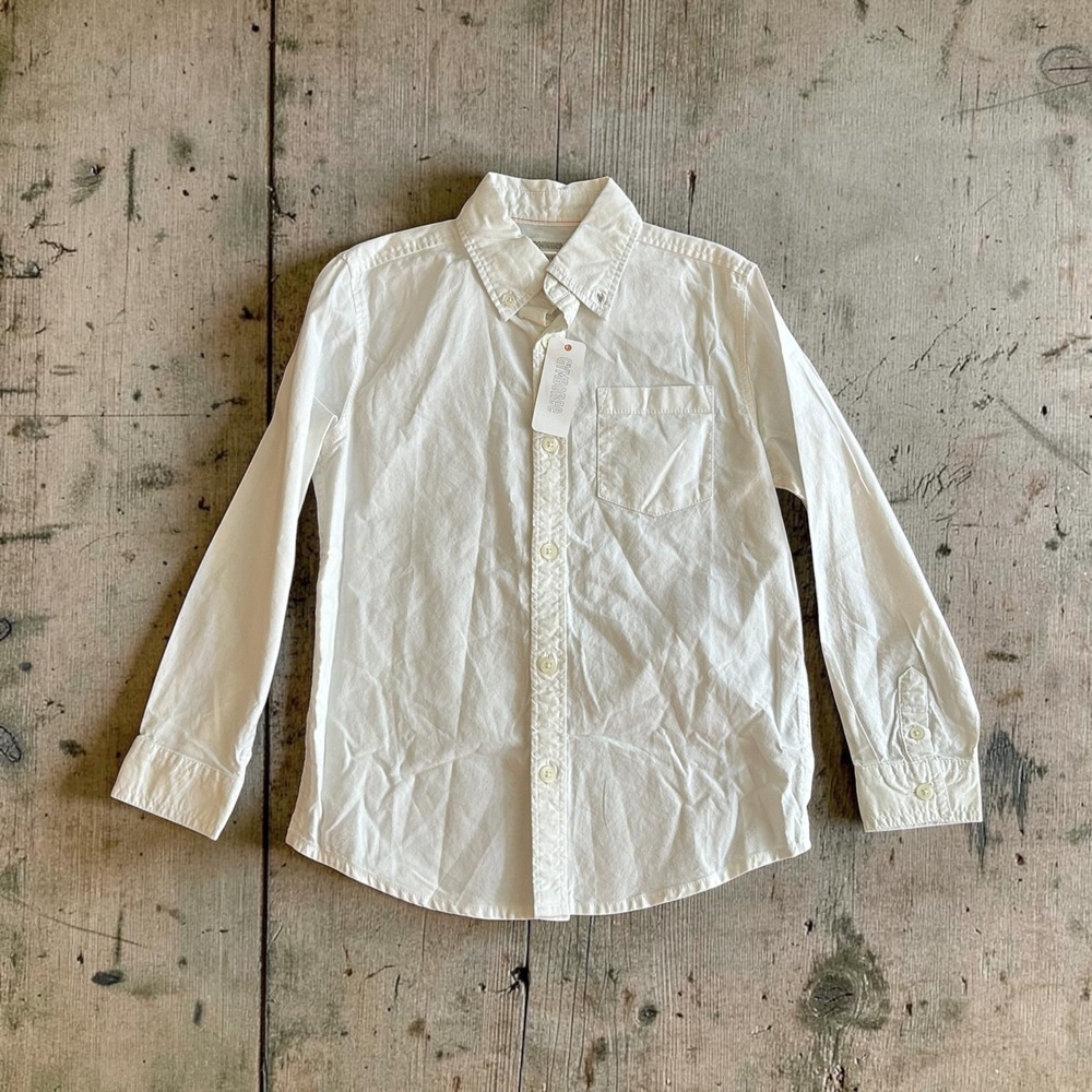 Gymboree Boys White Long Sleeve‎ Button Down Cotton Shirt Size S 5-6 NWT
